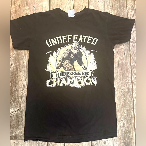 Bigfoot Undefeated Hide and Seek Champion tee, size small - Picture 1 of 2